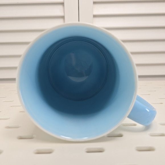 STARBUCKS Coffee Mug 16oz 2007 Blue Handle Retro Typography Y2K Café Collectors - Picture 5 of 8